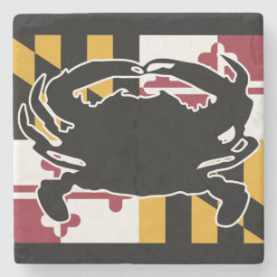 Maryland Flag/Crab marble coaster