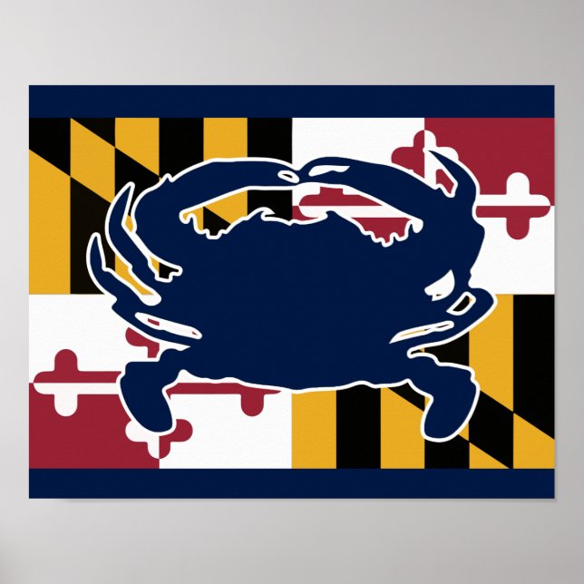 Maryland Flag/Crab poster - navy blue (Front)