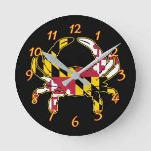 Maryland Flag Crab Round Clock