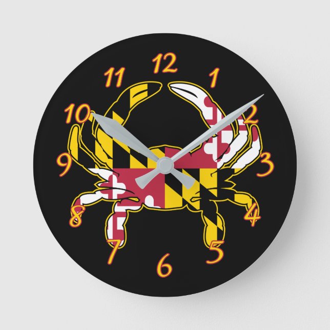 Maryland Flag Crab Round Clock (Front)