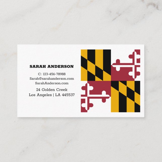 Maryland Flag Elegant Business Card / USA (Back)