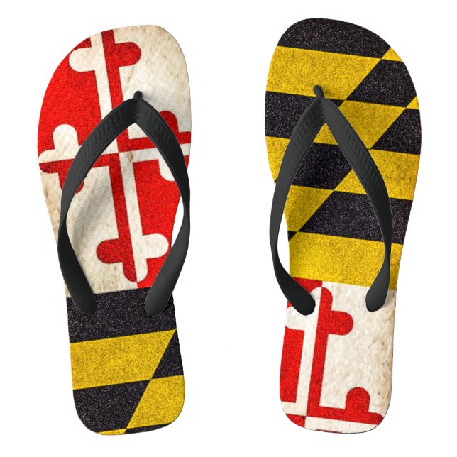 Maryland Flag - Grunge Flip Flops (Footbed)