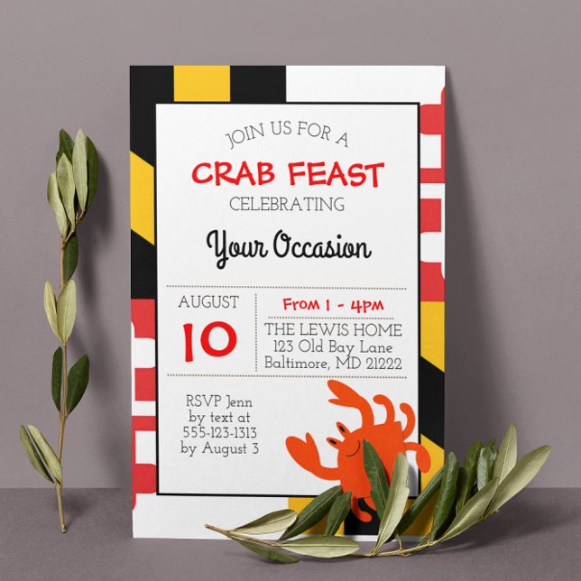 Maryland Flag Happy Crab Nautical All Occasion Invitation (Creator Uploaded)