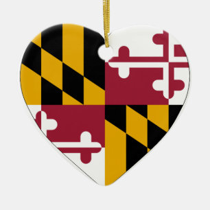 Maryland Flag Heart Ceramic Tree Decoration
