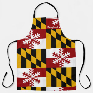 Maryland Flag Holiday Snowflake Apron
