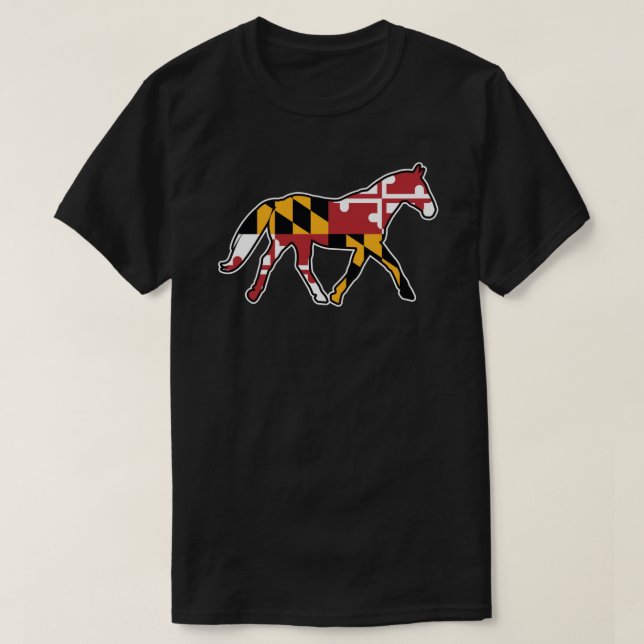 Maryland Flag Horse Sticker T-Shirt (Design Front)