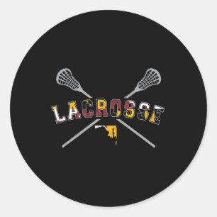 Maryland Flag Lacrosse Boys  Mens College LAX Stic Classic Round Sticker