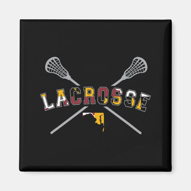 Maryland Flag Lacrosse Boys  Mens College LAX Stic Magnet (Front)