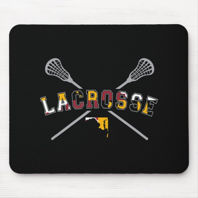 Maryland Flag Lacrosse Boys  Mens College LAX Stic Mouse Mat (Front)