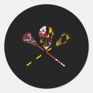 Maryland Flag Lacrosse Boys Men's Women's College  Classic Round Sticker