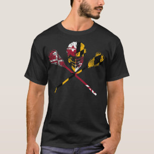 Maryland Flag Lacrosse Boys Mens Womens College LA T-Shirt