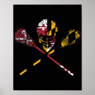 Maryland Flag Lacrosse Boys Men's Women's College Poster