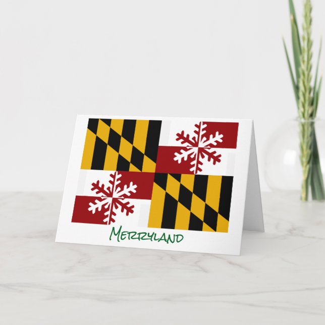 Maryland Flag Merryland Snowflake Holiday Card (Front)