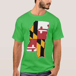 Maryland Flag Mississippi Map Oversized T-Shirt
