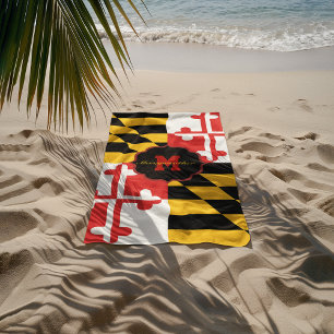 Maryland Flag Monogram Personalised Beach Towel