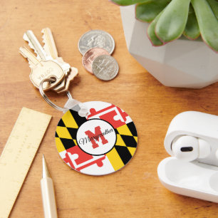 Maryland Flag Monogram Personalised Keychain