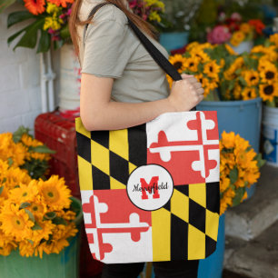 Maryland Flag Monogrammed Tote Bag