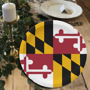 Maryland Flag plates, party, sports, Maryland Paper Plate