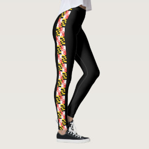 Maryland Flag Racing Stripes Leggings Yoga Pants