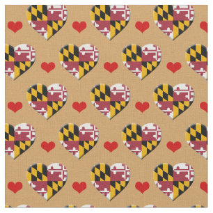 Maryland Flag & Red Heart fashion Fabric / USA