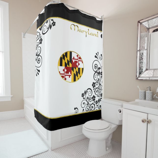 Maryland flag shower curtain (In Situ)