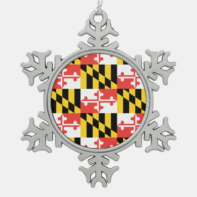 Maryland Flag Snowflake Framed Ornament (Front)