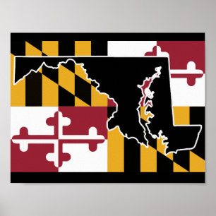 Maryland Flag/State poster - black