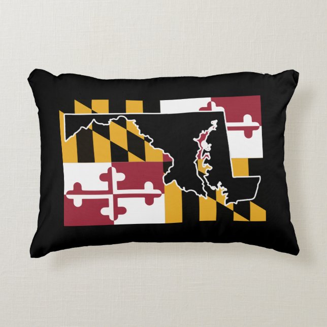 Maryland flag w/state shape decorative cushion (Front)