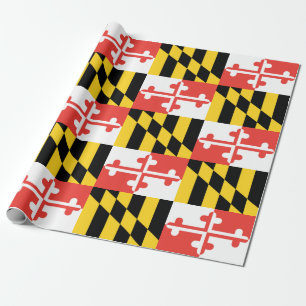 Maryland Flag Wrapping Paper, 30" x 6' Wrapping Paper