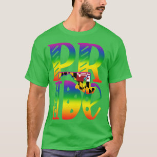 Maryland Gay Pride in Art Block Letters  T-Shirt
