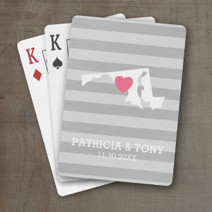 Maryland Home State Love with Custom Heart Playing Cards