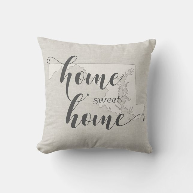 Maryland - Home Sweet Home burlap-look Cushion (Front)