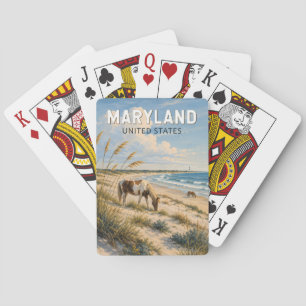 Maryland Horse Illustration Travel Art Vintage Playing Cards