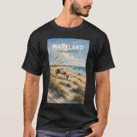 Maryland Horse Illustration Travel Art Vintage