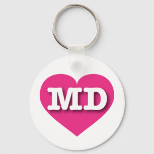 Maryland Hot Pink Heart - I love MD Key Ring