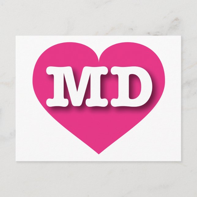 Maryland Hot Pink Heart - I love MD Postcard (Front)
