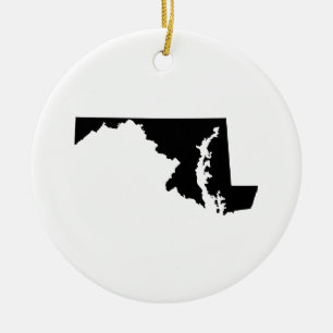 Maryland in Black and White Ceramic Tree Decoration