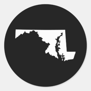 Maryland in White and Black Classic Round Sticker
