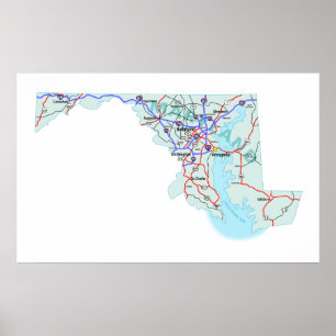 Maryland Interstate Map Print