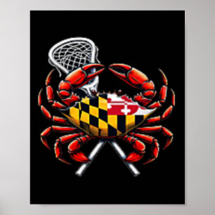 Maryland Lacrosse Crab Sports Enthusiast Fan Poster