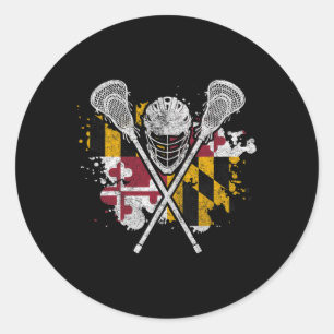 Maryland Lacrosse Lover Tee Maryland Flag Family V Classic Round Sticker