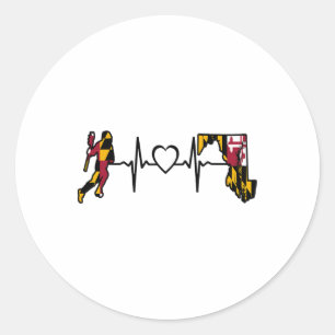 Maryland Lacrosse Shirt Maryland Flag Lax Player H Classic Round Sticker