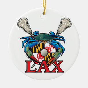 Maryland Lax Blue Crab Crest Ceramic Tree Decoration
