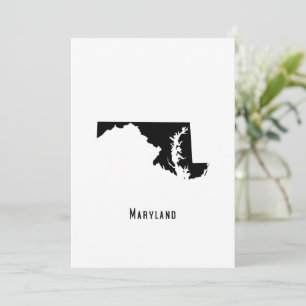 Maryland Map - Black and White Modern Maryland Map Invitation