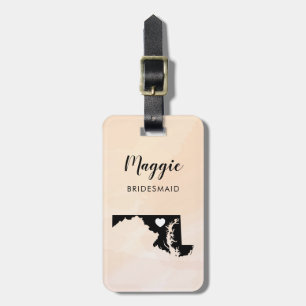 Maryland Map Luggage Tag, Wedding Party Welcome Luggage Tag