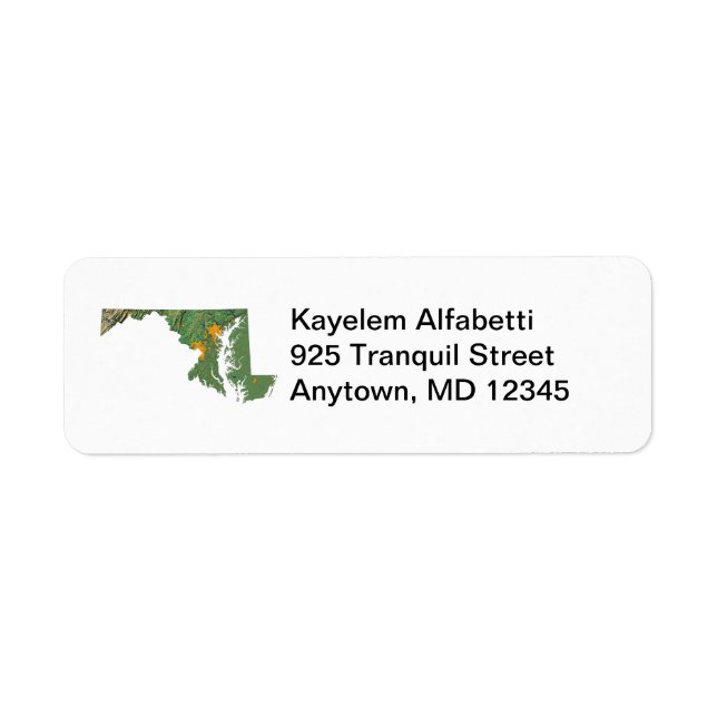 Maryland Map Return Address Label (Front)