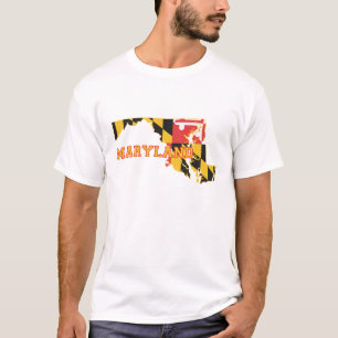 Maryland Map Shaped State Flag Marylander Flags T-Shirt