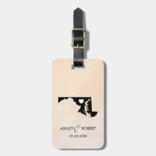 Maryland Map Wedding Luggage Tag, Couple's Name Luggage Tag