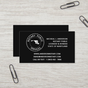 Maryland Notary Public Services Business Card