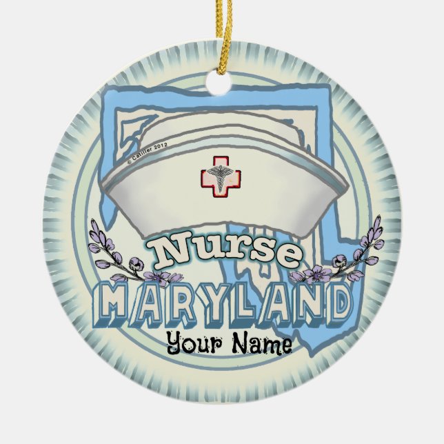 Maryland Nurse Ceramic Tree Decoration (Front)